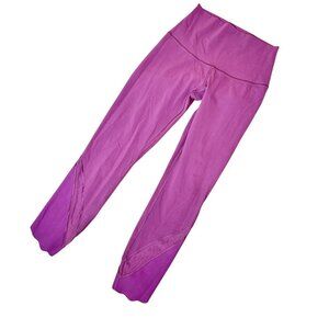 RARE LULULEMON Mauve Leggings with Scallop & Mesh Detail Size 2